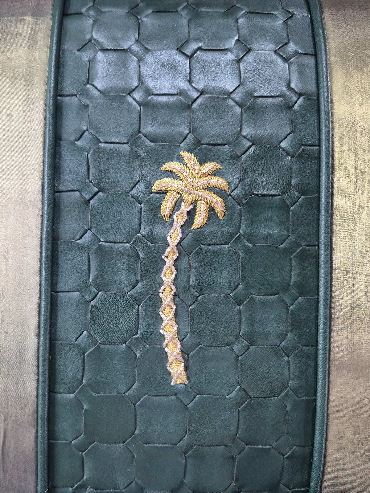 Double sided in leather and fabric Mahal cushion cover