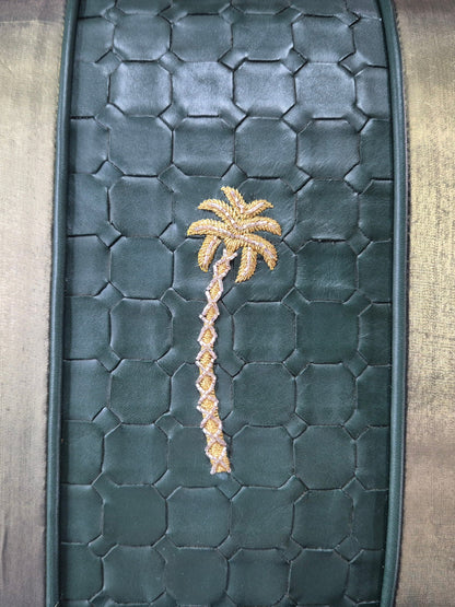 Double sided in leather and fabric Mahal cushion cover