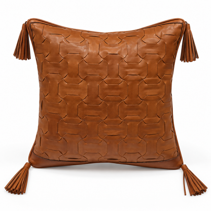 Double sided leather Ashva cushion cover