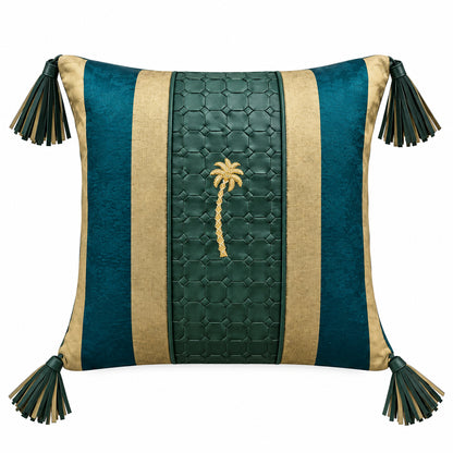 Double sided in leather and fabric Mahal cushion cover