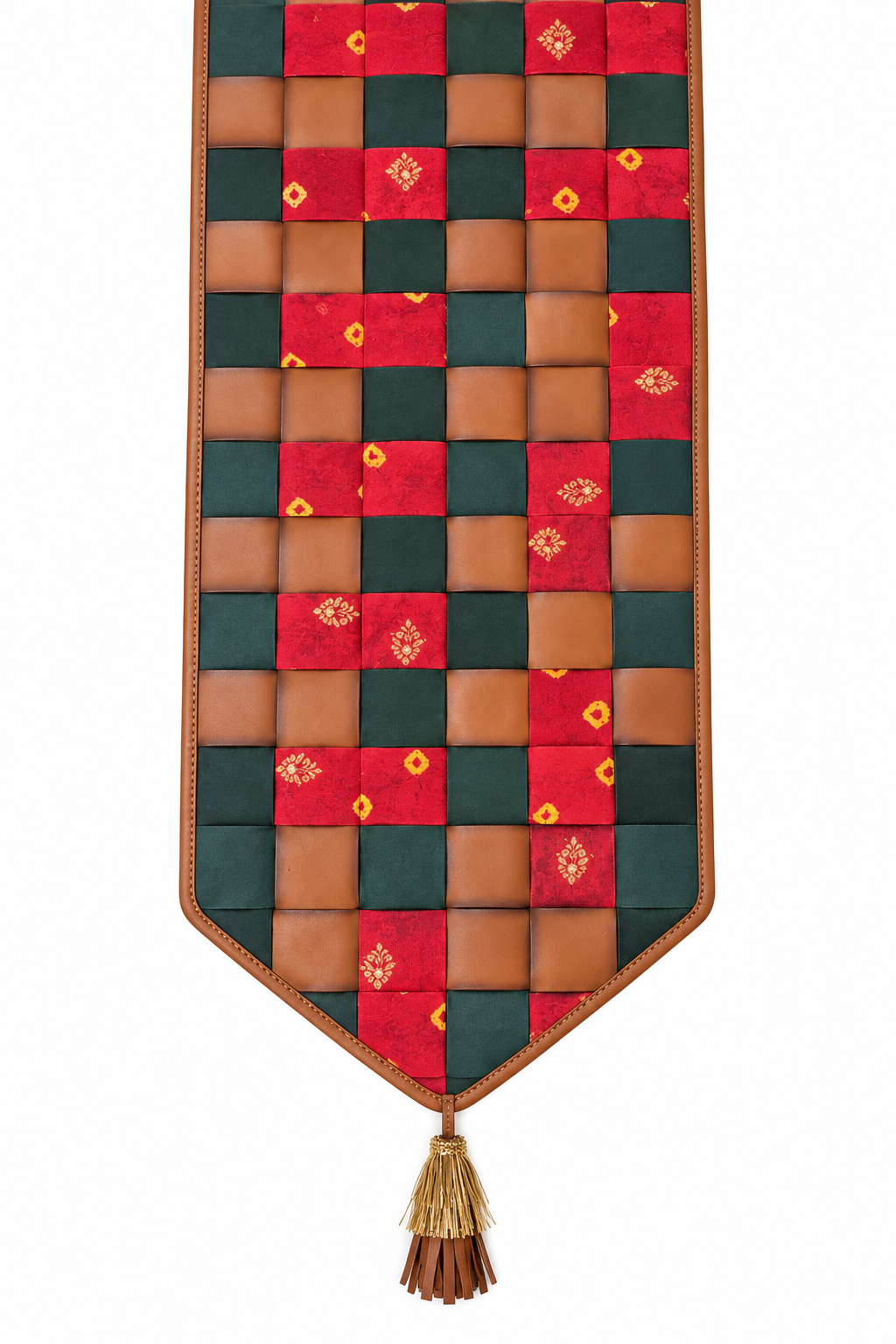 Bandhani-leather table runner