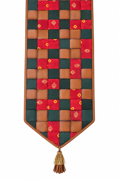 Bandhani-leather table runner