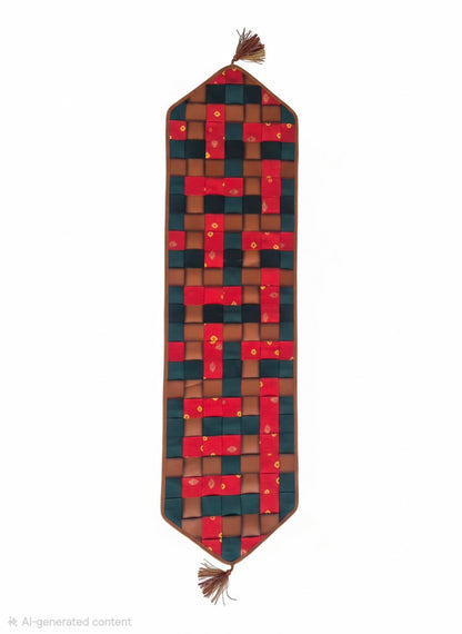 Bandhani-leather table runner