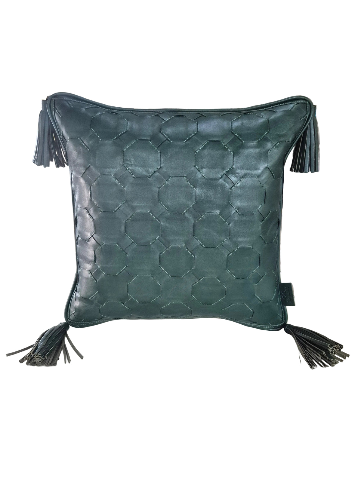 Double sided in leather and fabric Mahal cushion cover